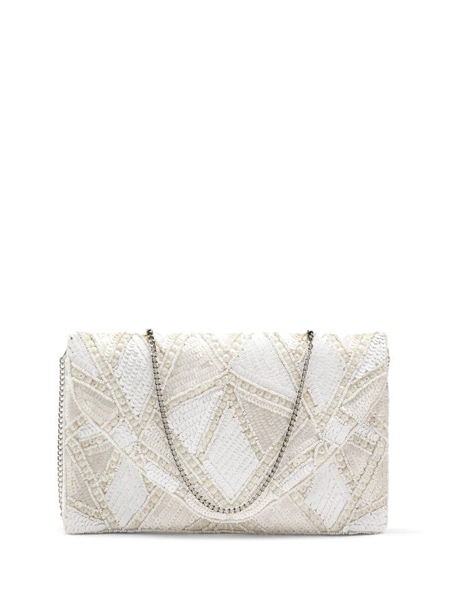 Anekaant Mod Stitch Ivory Geometric Canvas Sling Bag for Women | Perfect for Parties - Image 1